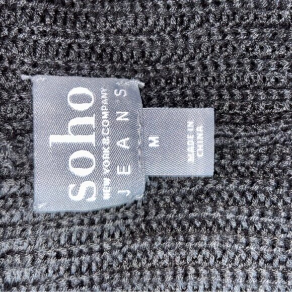 Soho Black Women's M Sweater Open Front Longline Cardigan Crisscross Back Pocket - Picture 3 of 12